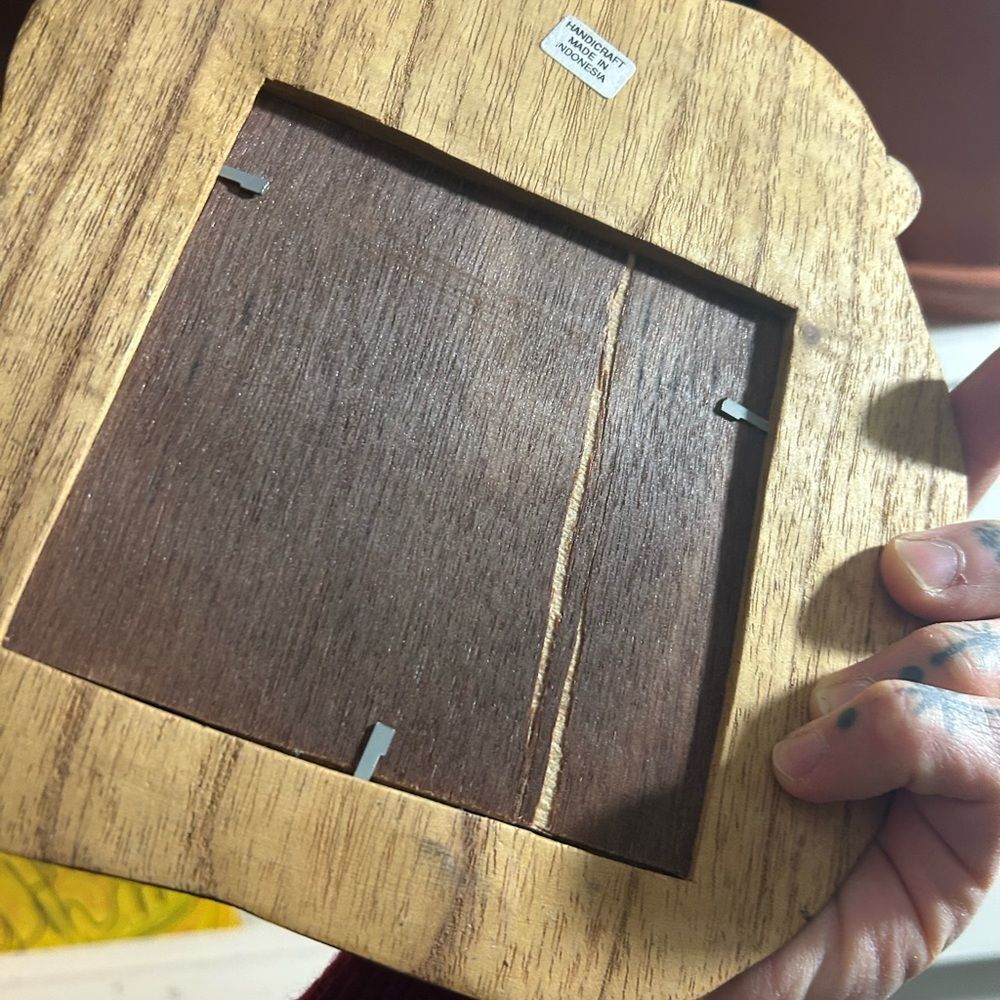 Whimsical Brown Wooden Human Face  Mirror Handcrafted Indonesia 7.5” X 8.5 - Picture 6 of 12